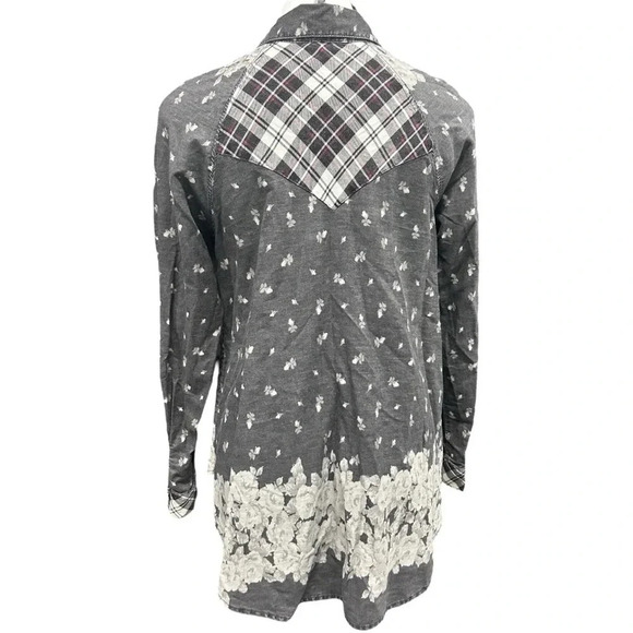 Free People Dottie Over You Floral Chambray Hi-lo Button Up Shirt Top Boho - Picture 4 of 8